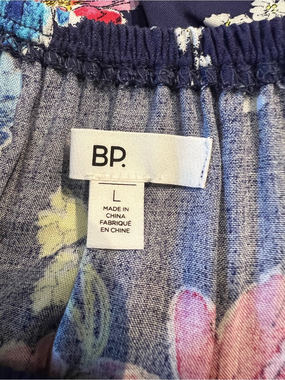 BP. Navy Floral Midi Dress with Ruffle Overlay Size Large - Picture 5 of 8